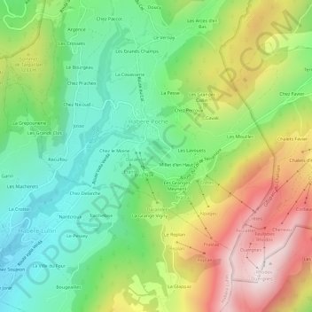 Topografische Karte Le Pély, Höhe, Relief