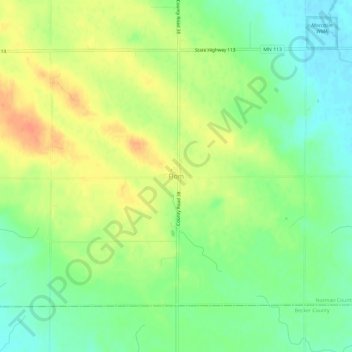 Topografische Karte Flom, Höhe, Relief
