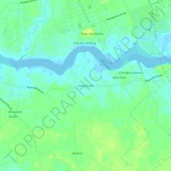 Topografische Karte Sandy Point, Höhe, Relief