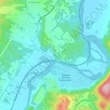 Topografische Karte Pinto, Höhe, Relief