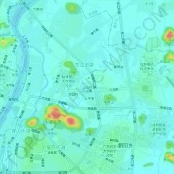 Topografische Karte 上边村, Höhe, Relief