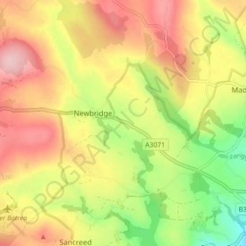 Topografische Karte Tremayne, Höhe, Relief