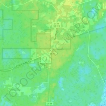 Topografische Karte Medart, Höhe, Relief