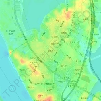 Topografische Karte 余家湾, Höhe, Relief