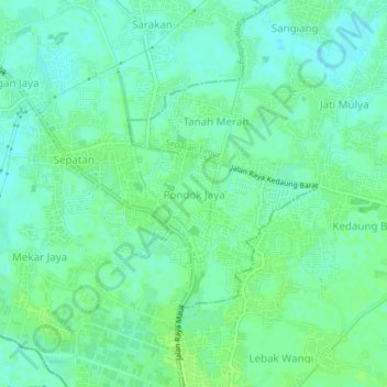 Topografische Karte Pondok Jaya, Höhe, Relief