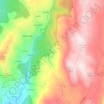 Topografische Karte Inxerto, Höhe, Relief