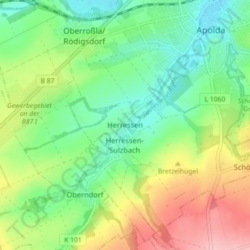 Topografische Karte Herressen, Höhe, Relief