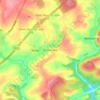 Topografische Karte Cobreville, Höhe, Relief