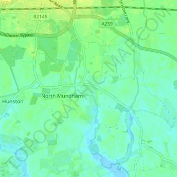 Topografische Karte Runcton, Höhe, Relief