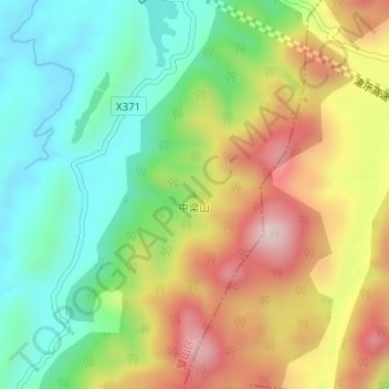 Topografische Karte 中梁山, Höhe, Relief