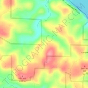 Topografische Karte Panther Falls, Höhe, Relief