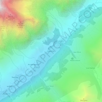 Topografische Karte Lavachey, Höhe, Relief