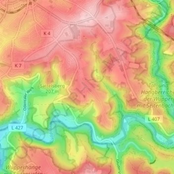 Topografische Karte Hästen, Höhe, Relief