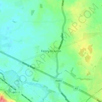 Topografische Karte Fenny Drayton, Höhe, Relief