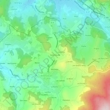 Topografische Karte Saint-Claude, Höhe, Relief