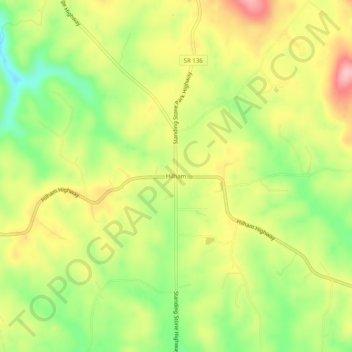 Topografische Karte Hilham, Höhe, Relief