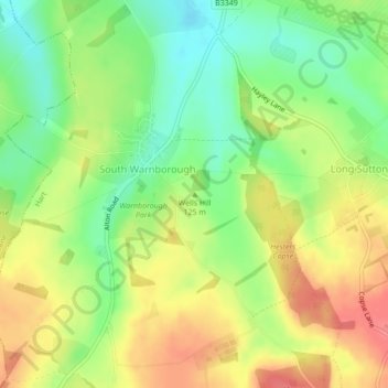 Topografische Karte Wells Hill, Höhe, Relief