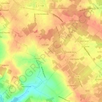 Topografische Karte La Touche, Höhe, Relief