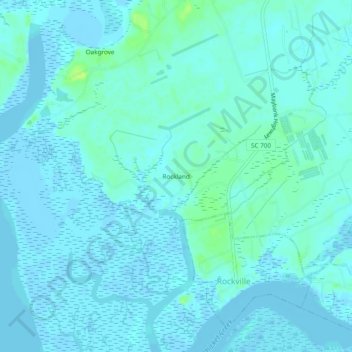 Topografische Karte Rockland, Höhe, Relief