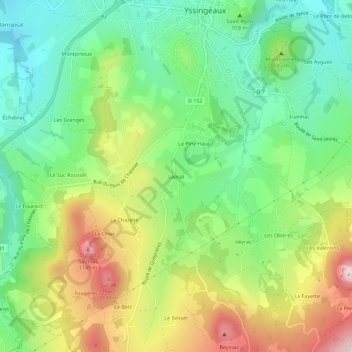 Topografische Karte Laprat, Höhe, Relief