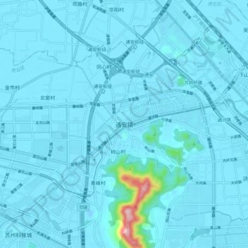 Topografische Karte 通安镇, Höhe, Relief