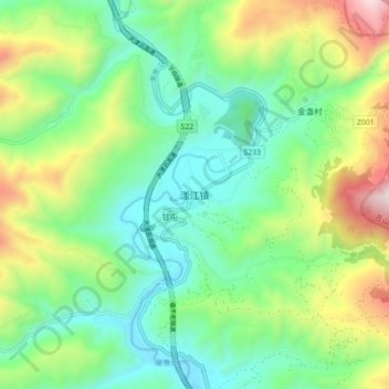 Topografische Karte 漾江镇, Höhe, Relief