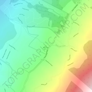 Topografische Karte Waiohuli, Höhe, Relief