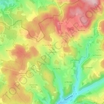 Topografische Karte L'Aulagnier, Höhe, Relief