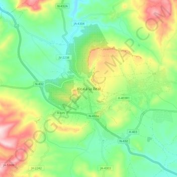 Topografische Karte Alcalá la Real, Höhe, Relief