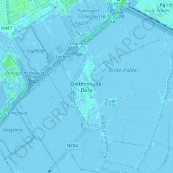 Topografische Karte Zoeterwoude-Dorp, Höhe, Relief