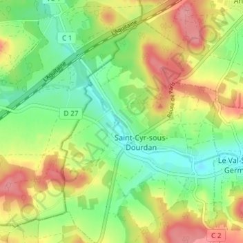 Topografische Karte Bandeville, Höhe, Relief