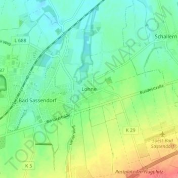 Topografische Karte Lohne, Höhe, Relief