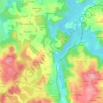 Topografische Karte Selves, Höhe, Relief