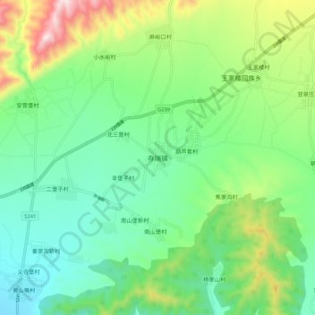 Topografische Karte 存瑞镇, Höhe, Relief