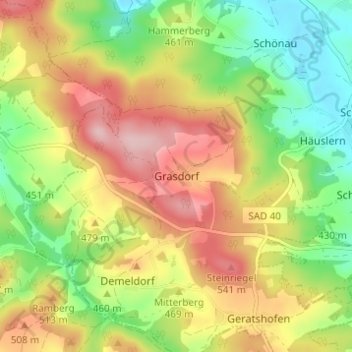 Topografische Karte Grasdorf, Höhe, Relief