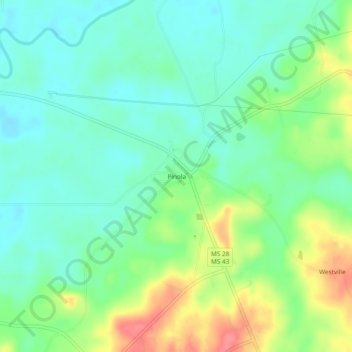 Topografische Karte Pinola, Höhe, Relief