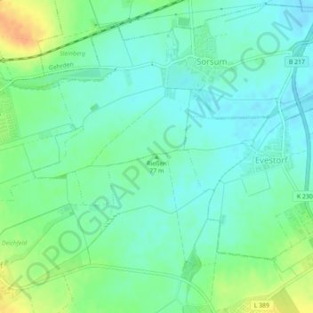 Topografische Karte Rießen, Höhe, Relief