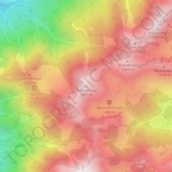 Topografische Karte Seekarkreuz, Höhe, Relief