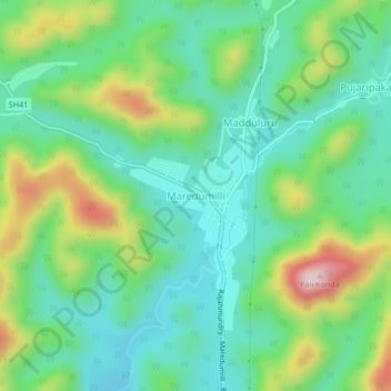 Topografische Karte Maredumilli, Höhe, Relief