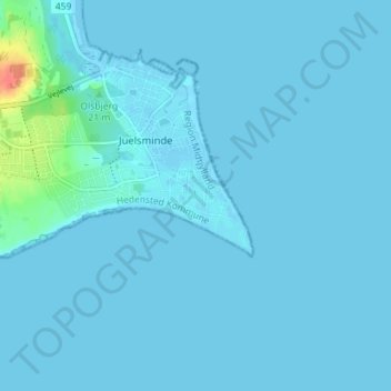 Topografische Karte Strandhuse, Höhe, Relief