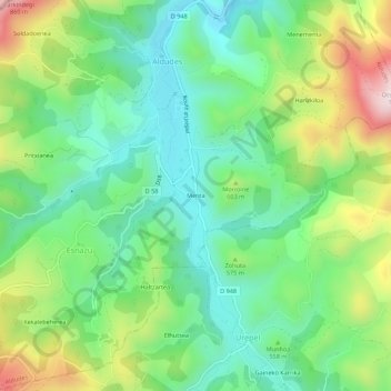 Topografische Karte Menta, Höhe, Relief