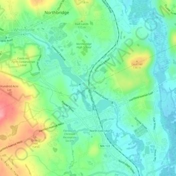 Topografische Karte Linwood, Höhe, Relief
