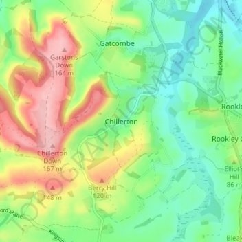 Topografische Karte Chillerton, Höhe, Relief