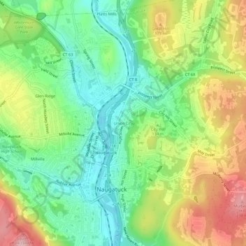 Topografische Karte Union City, Höhe, Relief