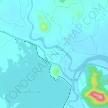 Topografische Karte Sorada, Höhe, Relief