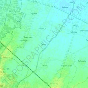 Topografische Karte Samen, Höhe, Relief