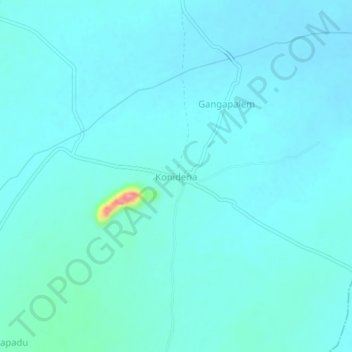 Topografische Karte Konidena, Höhe, Relief