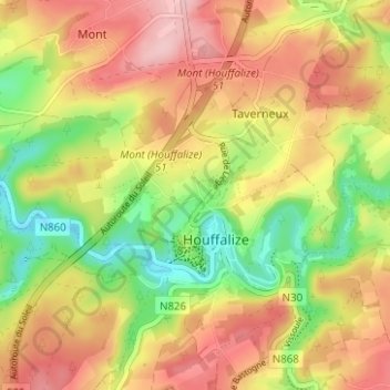 Topografische Karte Fin de Ville, Höhe, Relief