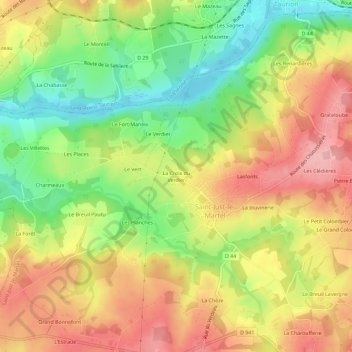 Topografische Karte La Croix du Verdier, Höhe, Relief