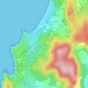 Topografische Karte Buxán, Höhe, Relief